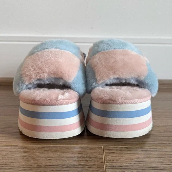 Ugg Disco Checkered platform slides Pink/Blue/White - Picture 12 of 16